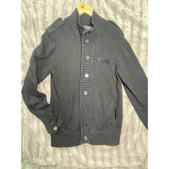 Guess Black Knit Cardigan Button Up Sweater Women's‎ Size M - Picture 1 of 4